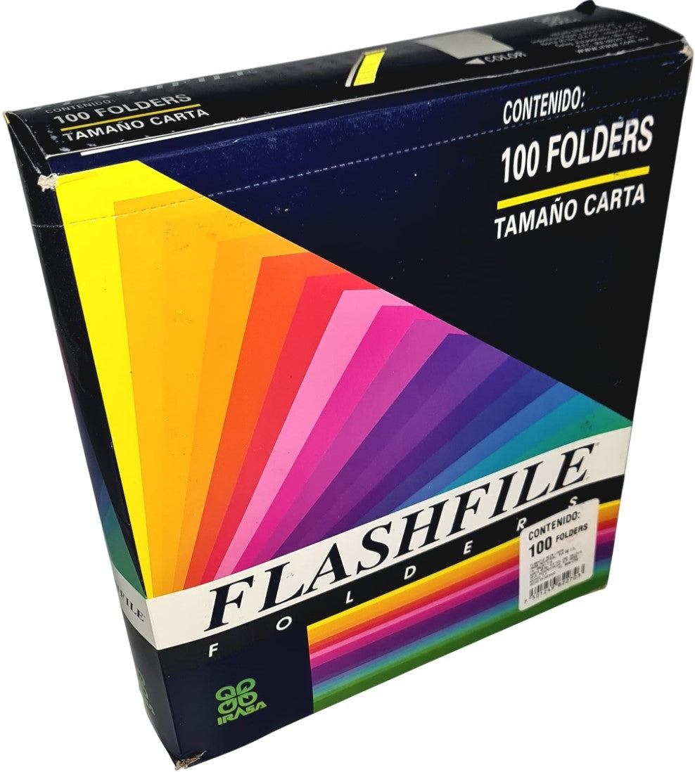 Fólder Color Neón FlashFile® pack c/100 Limón Neón Carta Irasa® FF-2270 Caja 7501249822703 01
