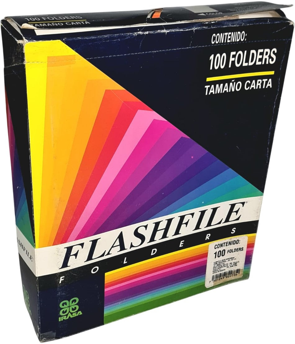 Fólder Color Neón FlashFile® pack c/100 Mandarina Neón Carta Irasa® FF-2273 Caja 7501249822734 01
