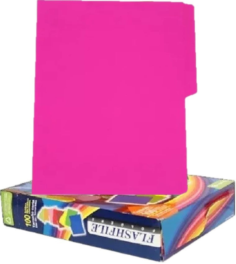 Fólder Color Neón FlashFile® pack c/100 Rosa Mexicano Carta Irasa® FF-2274 Caja 7501249822741 01