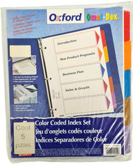 Separador Hojas p/Carpeta Omni-Dex c/Indice Num.1-5 c/5 Blanco colorTap Carta Oxford® 20-0050 Bolsa