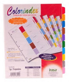 Separador Hojas p/Carpeta Coloríndex c/Indice 1-10 c/10 Blanco colorTap Carta Irasa® IN6202 Bolsa de plástico 7501249862020