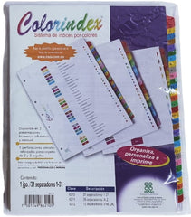 Separador Hojas p/Carpeta Coloríndex Numérico 1-31 c/31 Blanco colorTap Carta Irasa® 6210 [Bolsa de plástico] 7501249862105 2