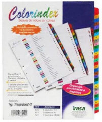 Separador Hojas p/Carpeta c/Índice Alfabético A-Z c/26 Blanco colorTap Carta Irasa® IN6211 [Bolsa de plástico] 7501249862112