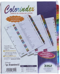 Separador Hojas p/Carpeta Coloríndex Alfabético A-Z c/26 Blanco colorTap Carta Irasa® IN-6211 [Bolsa de plástico] 7501249862112 3