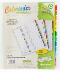 Separador Hojas p/Carpeta c/Índice Meses Ene-Dic c/12 Blanco colorTap Carta Irasa® 6212 [Bolsa de plástico] 7501249862129