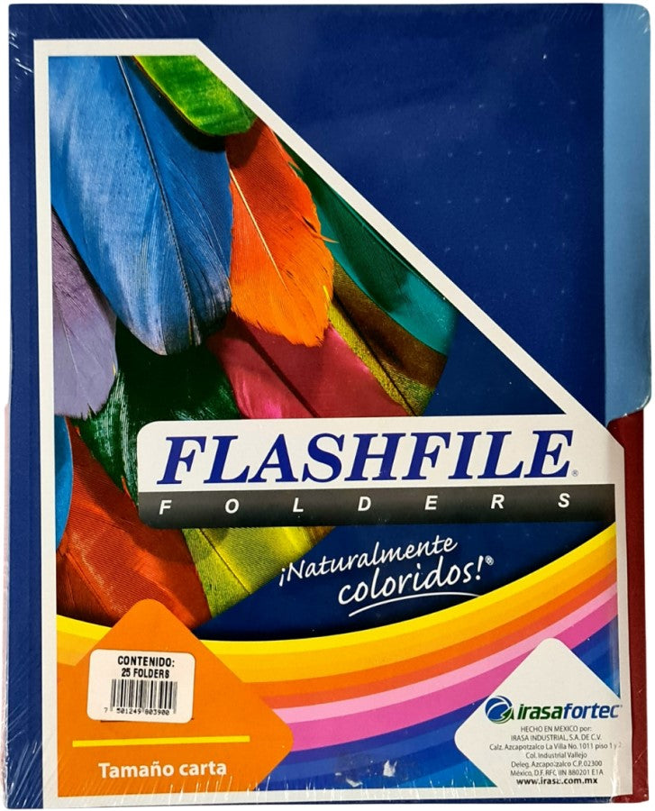 Fólder Bitono FlashFile® Ejecutivo c/25 Colores (5) Carta Irasa® FF-0390 Paquete 7501249803900 02