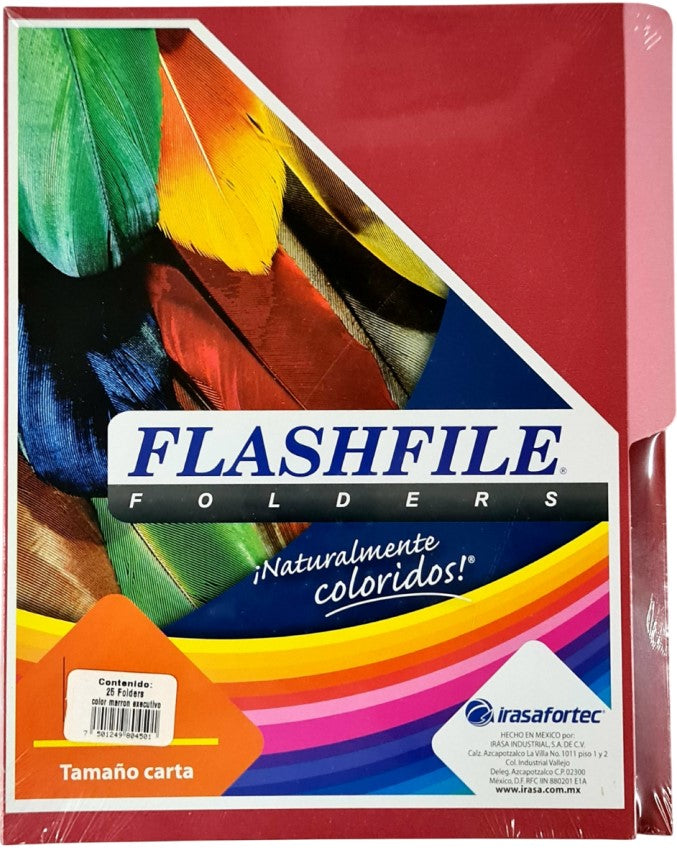 Fólder Bitono FlashFile® Ejecutivo c/25 Marrón Carta Irasa® FF-0450 Paquete 7501249804501 02
