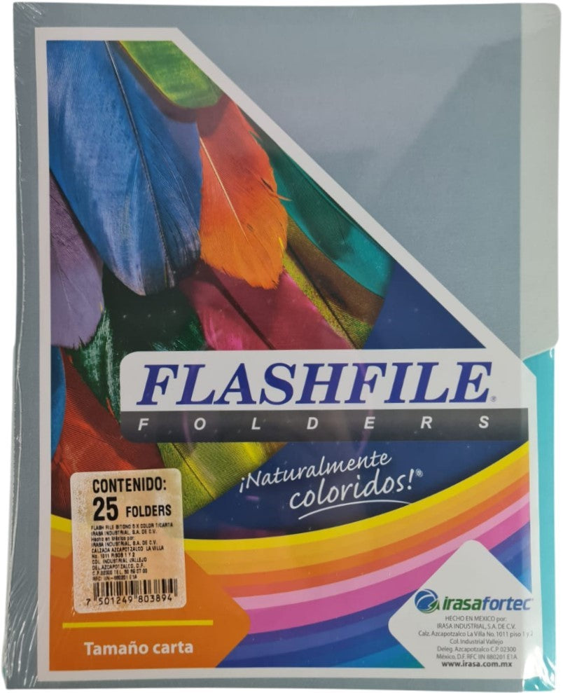 Fólder Bitono FlashFile® Lite pack c/25 Colores (5) Carta Irasa® FF-0389 Paquete 7501249803894 02