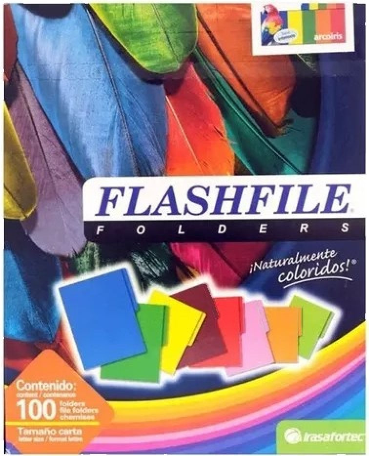 Fólder Color FlashFile® pack c/100 Colores (5) Carta Irasa® FF-1167 Caja 7501249822383 01