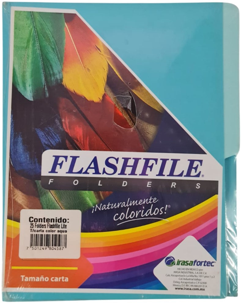 Fólder Bitono FlashFile® Lite pack c/25 Aqua Carta Irasa® FF-0458 Paquete 7501249804587 01