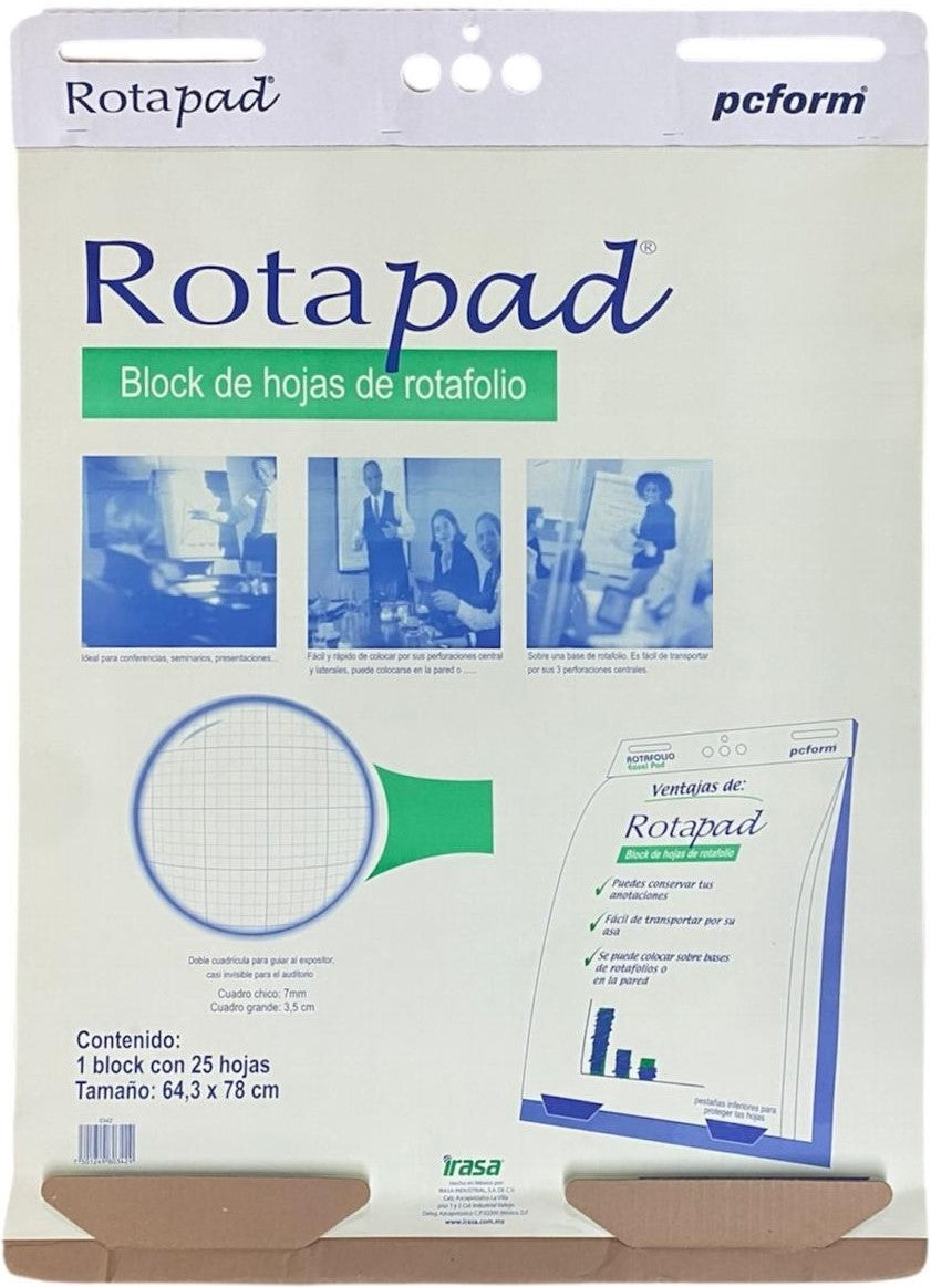 Papel p/Rotafolio Block 25 Hojas Cuadro 7mm 64.3×78cm Irasa® 0340 [Pieza] 7501249803405