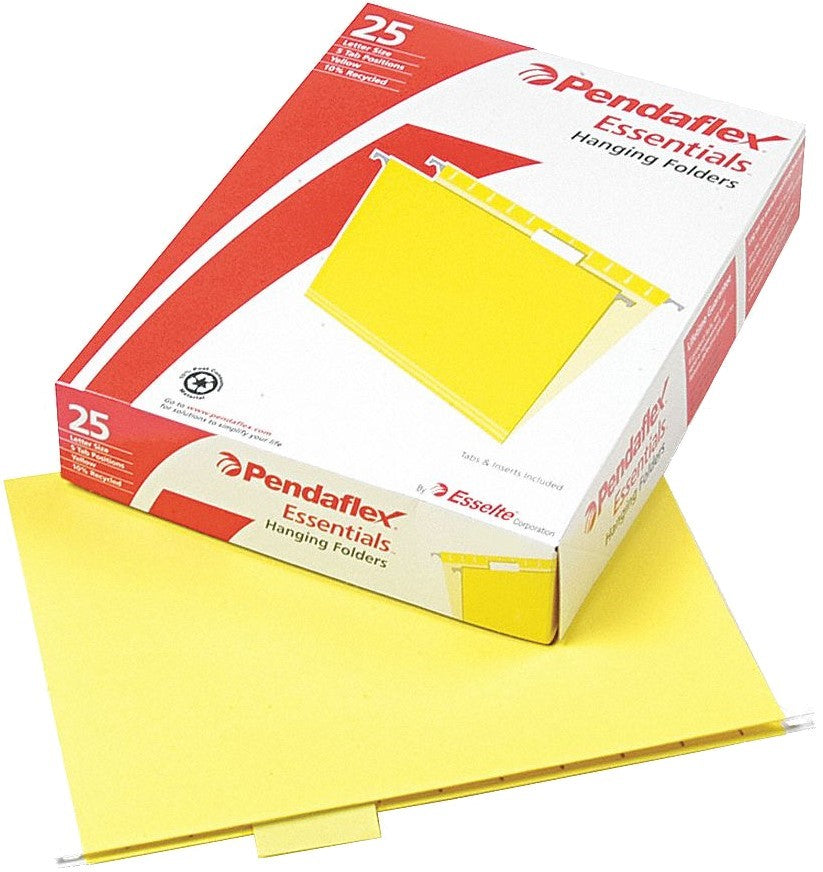 Fólder Colgante Essentials Ceja 1/5 c/25 Amarillo Carta Pendaflex® 92509 Caja 78787925090 01