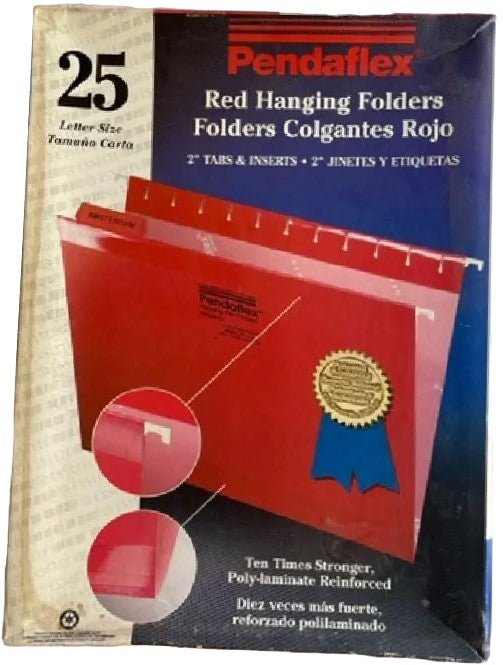 Fólder Colgante Ceja 1/5 c/25 Rojo Carta Pendaflex® 4152 1/5 RED Caja 78787425118 01