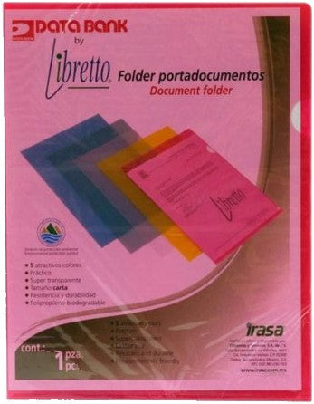 Fólder Plástico tipo L Libretto Porta Documentos Rojo Carta Irasa® LB-9122 [Pieza] 7501281991221