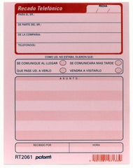 Block Recados Telefónico 50 hojas ¼ Carta pcform® RT-2061 [Pieza] 7501281971339