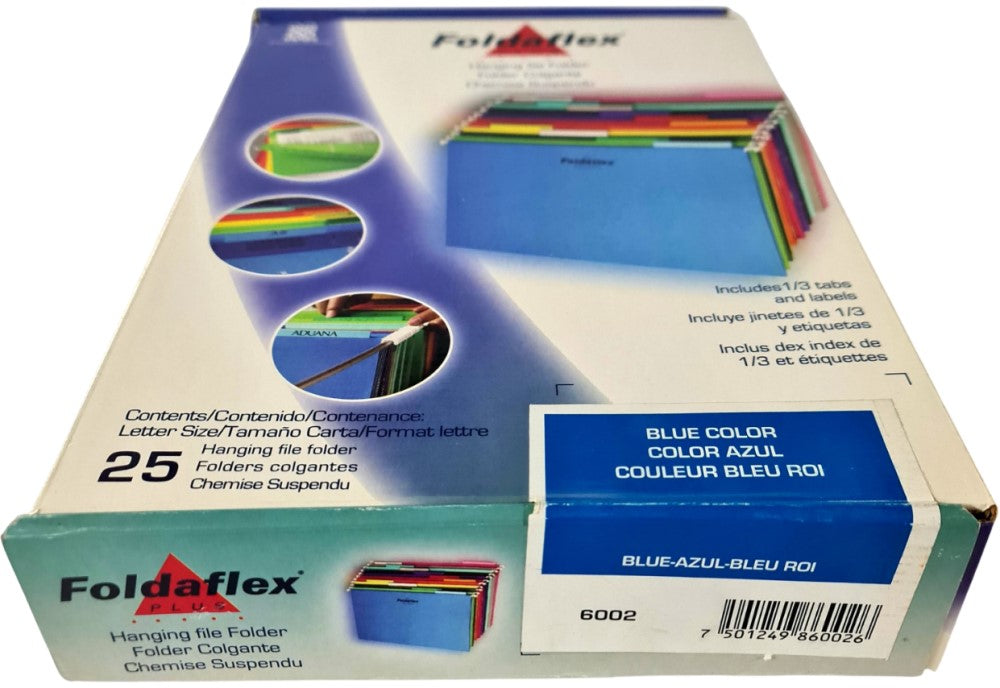 Fólder Colgante Foldaflex Plus c/Jinetes 1/3 c/25 Azul Carta Irasa® CL-6002 Caja 7501249860026 03