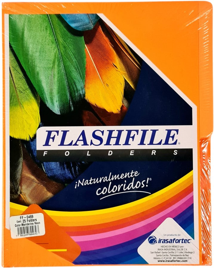 Fólder Color Neón FlashFile® pack c/25 Mandarina Neón Carta Irasa® FF-0469 Paquete 7501249804693 02