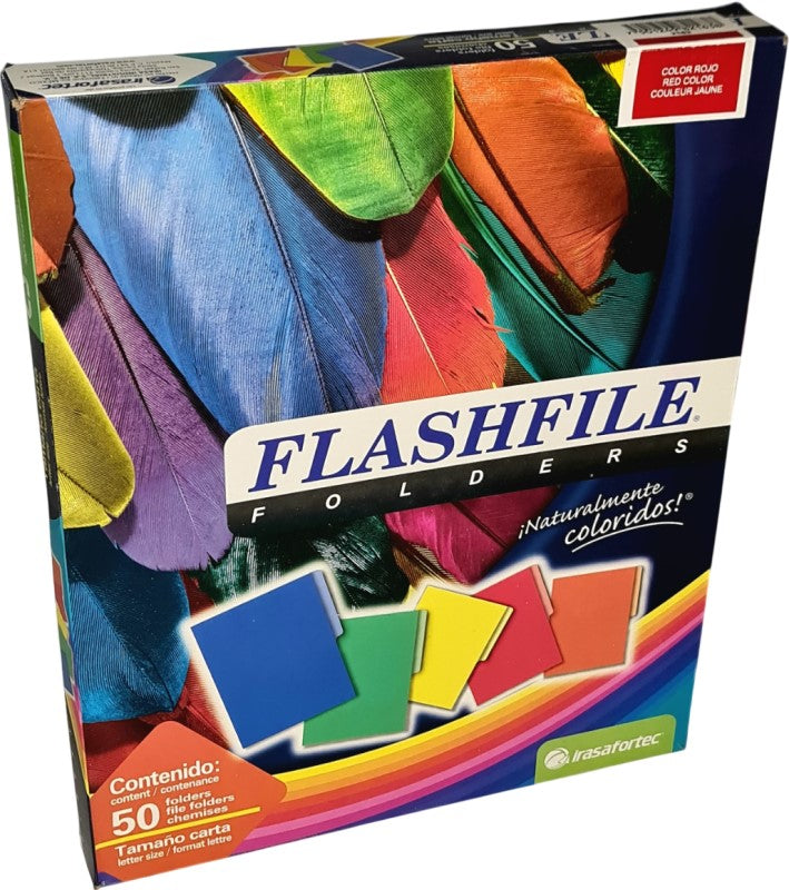 Fólder Bitono FlashFile® Intensos pack c/50 Rojo Intenso Carta Irasa® FF-2163 Paquete 7501249821638