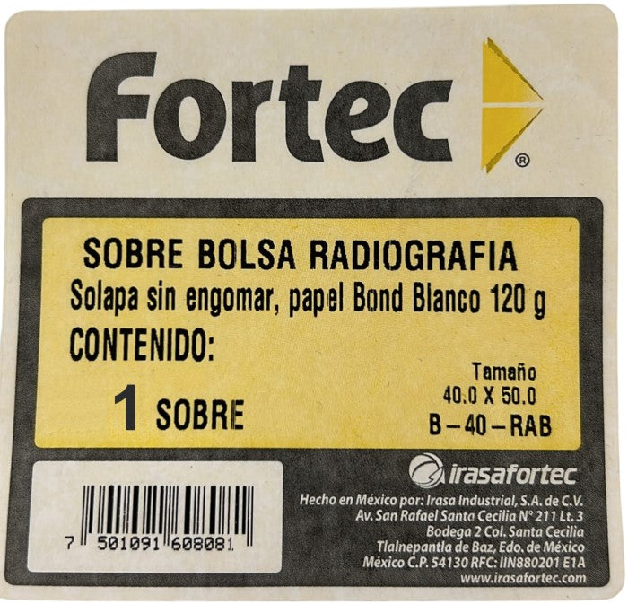 Sobre Bolsa Radiografía B-40 120g Blanco 40×50cm Irasa® [Sobre] 7501091608081 2