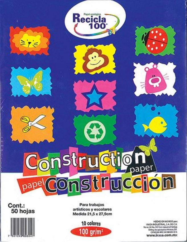 Papel Construpack Block Paper 50Hjs Arcoíris (10) Carta 100g Irasa® HC-0305 [Bloque] 7501249803054 Imagen principal del producto