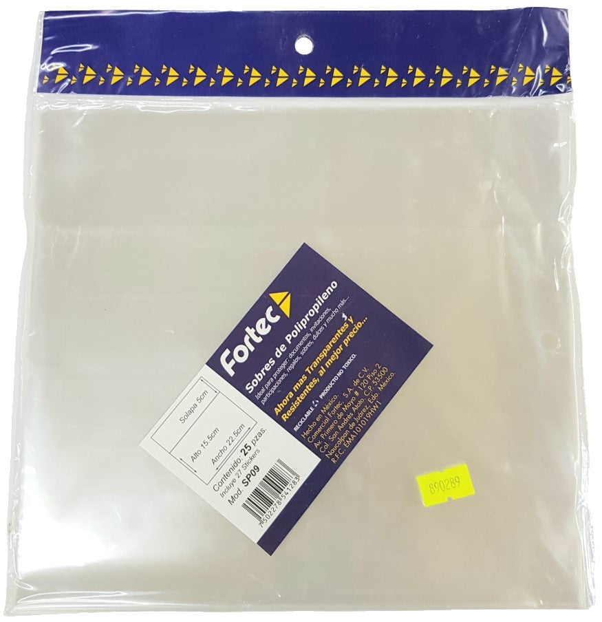 Sobre Polipropileno c/25 22.5×15.5 Fortec® SP09 Bolsa 7502278541283 01