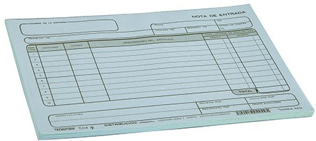 Block Auxiliar Nota de Entrada E 25 hojas ½ Carta Tecno® 504 [Pieza]