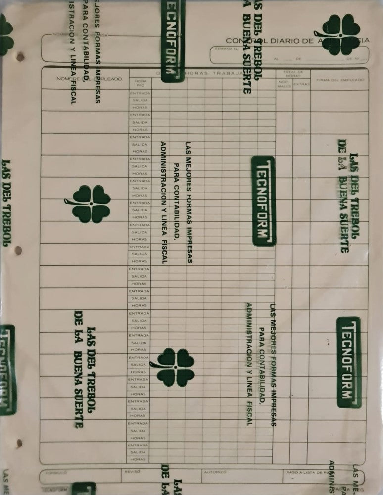 Block Control Diario De Asistencia a 25 hojas Carta Tecnoform® 602 [Pieza] 2