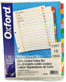 Separador Hojas p/Carpeta Omni-Dex c/Inidice 1-15 c/15 Blanco colorTap Carta Oxford® 24150 Bolsa de