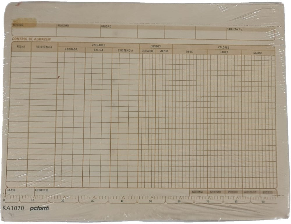 Tarjeta Índice Control Almacén Kardex c/100 20.5×16.5 pcform® 1070 [Pieza]