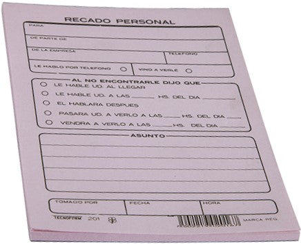 Block Recados Personales 50 hojas ¼ Carta Tecnoform® 201 [Pieza]
