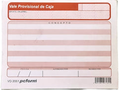 Block Vale Provisional de Caja c/4 50 hojas ¼ Carta pcform® VD 2051 [Paquete] 7501281908458 2