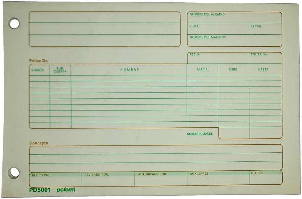 Block Póliza 50 hojas ½ Carta pcform® 5001 [Pieza]