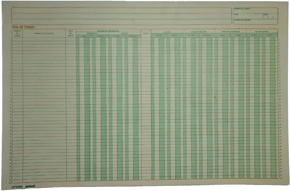 Block Columnas Hoja de Trabajo T 50 hojas DobleCarta pcform® 5009 [Pieza]