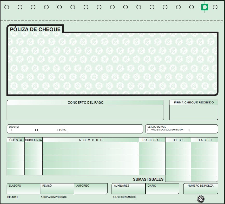 Block Póliza Cheques c/Carbón C 20 Juegos ½ Oficio Poliformas® PF-1011 [Pieza] 7502278540644 3