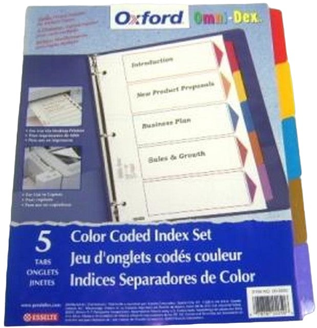 Separador Hojas p/Carpeta Coloríndex c/Indice 1-5 c/5 Blanco colorTap Carta Irasa® 6200 Bolsa de plástico 7501249862006