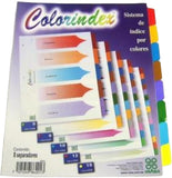 Separador Hojas p/Carpeta Coloríndex c/Indice c/8 Blanco colorTap Carta Irasa® 6201 Bolsa de plástico 7501249862013