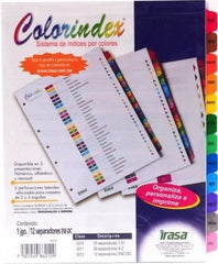 Separador Hojas p/Carpeta Coloríndex Meses Ene-Dic c/12 Blanco colorTap Carta Irasa® IN6203 [Bolsa de plástico] 7501249862037