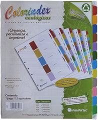 Separador Hojas p/Carpeta ColoríndexTap s/impresión c/12 Blanco colorTap Carta Irasa® IN6203 [Bolsa de plástico] 7501249862037 2