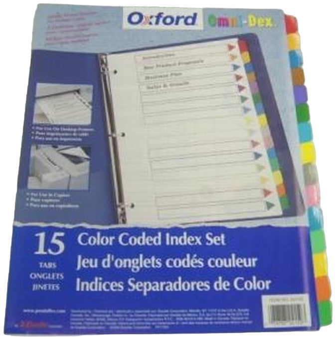 Separador Hojas p/Carpeta Coloríndex Numérico 1-15 c/15 Colores Carta Irasa® 6204 [Bolsa de plástico] 7501249862044