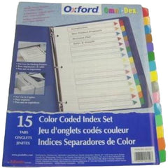 Separador Hojas p/Carpeta Coloríndex Numérico 1-15 c/15 Colores Carta Irasa® 6204 [Bolsa de plástico] 7501249862044