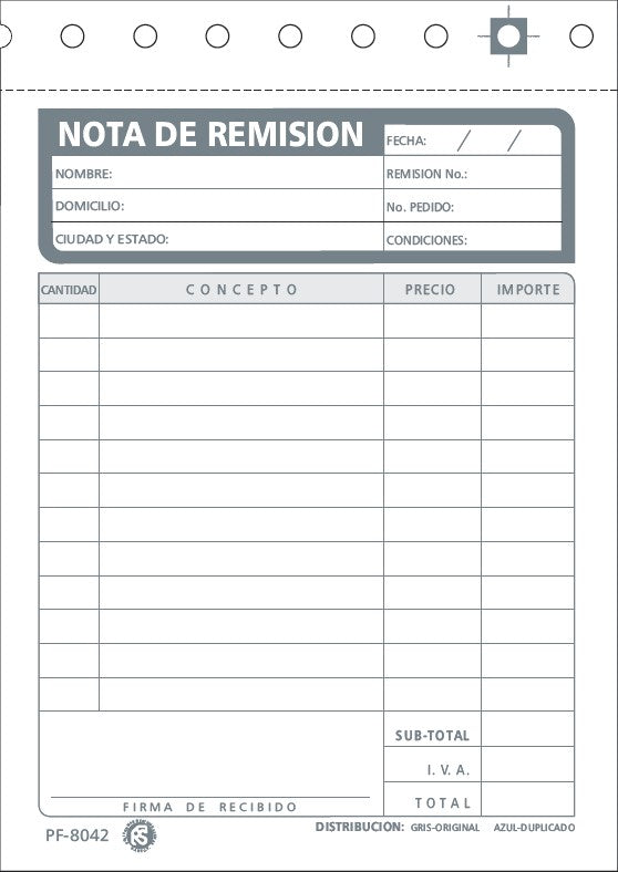 Block Remisiones Duplicado Carbón DC 20 Juegos ¼ Carta Poliformas® PF-8042 [Paquete] 9230092380426