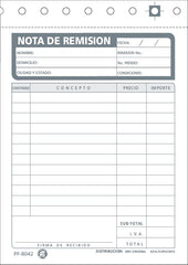 Block Remisiones Duplicado Carbón DC 20 Juegos ¼ Carta Poliformas® PF-8042 [Paquete] 9230092380426