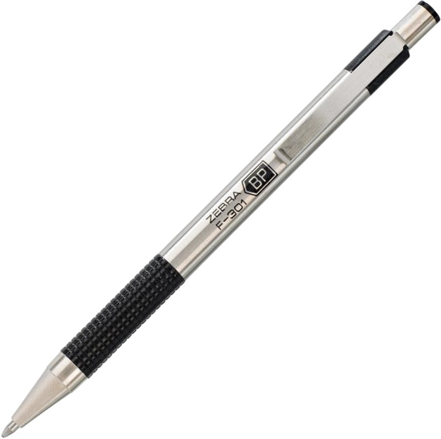 Bolígrafo Fino Retráctil F-301 Acero/Negro Tinta Negro Fino .7mm Zebra® 7000 [Pieza] 7501901670000