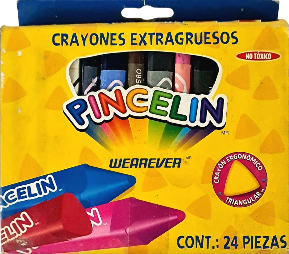 Crayón Triangular Jumbo Pincelín Extra Grueso Colores Est.c/24 Wearever® [Estuche] 7501030640813