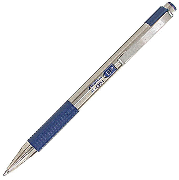 Bolígrafo Fino Retráctil F-301 Acero/Azul Tinta Negro Fino .7mm Zebra® 7001 Pieza 7501901670017