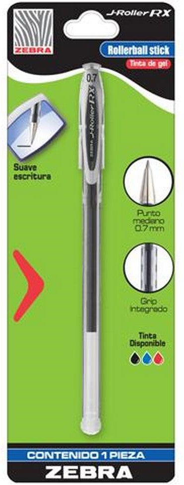 Bolígrafo c/Tapa J.Roller RX Blíster Negro Medio .7mm Zebra® 8010 [Pieza] 7501901680108