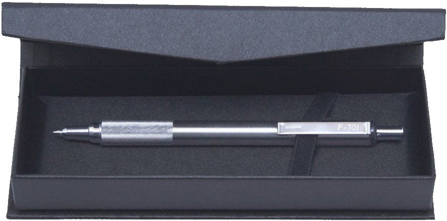 Bolígrafo Fino Retráctil F-701 c/Grip Tinta Negra Acero Inoxidabl Fino .7mm Zebra® 7912-00 [Estuche] 7501901608010 2