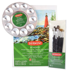 Set Pintura Canvas+Godete(10)Alum.+ 8 Pinceles Derwent® [Conjunto] 7501139201342