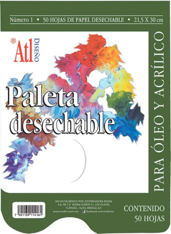 Paleta Desechable Tipo Block #1 50 hojas 21.5×30cm Atl® 763 [Pieza] 7501139114161