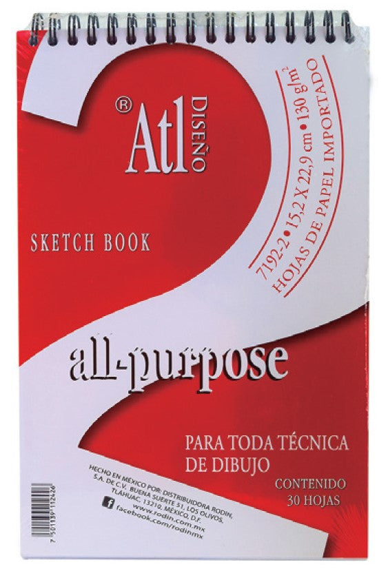Block p/Arte MixMedia All Purpose #2 130g 30 hojas 15.2×22.9 Atl® 15244 Pieza 7501139112426 01